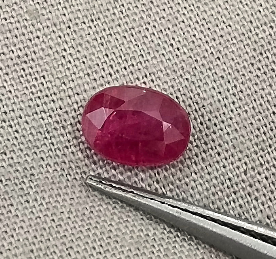 Mozambique Ruby 1.53ct Certified Natural Red Oval Cut Unheated Loose Stone