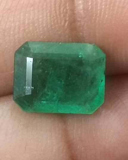 3.94ct GSI USA Certified Medium Green Zambian Emerald Minor Oiled Loose Gemstone