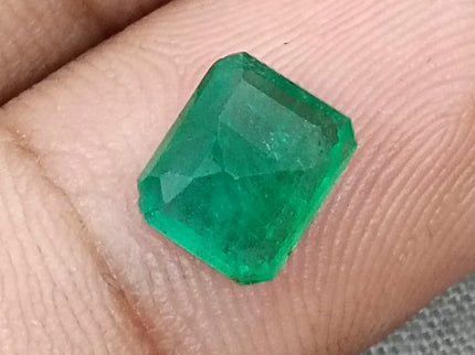 Zambian Emerald 1.60ct Natural Deep Glass Green Octagon Cut Loose Gemstone
