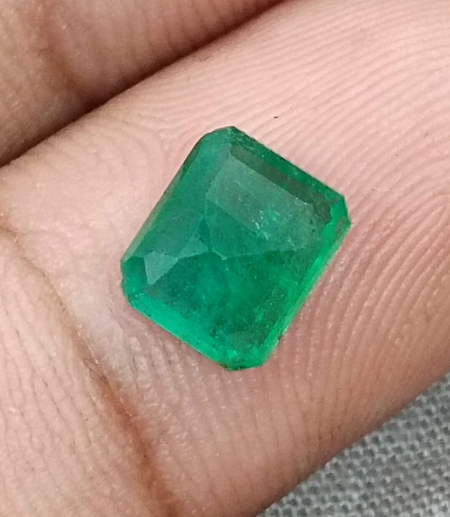 Zambian Emerald 1.60ct Natural Deep Glass Green Octagon Cut Loose Gemstone
