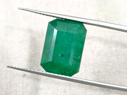 Zambian Emerald 7.75ct Certified Natural Dark Green Octagon Cut Loose Gemstone