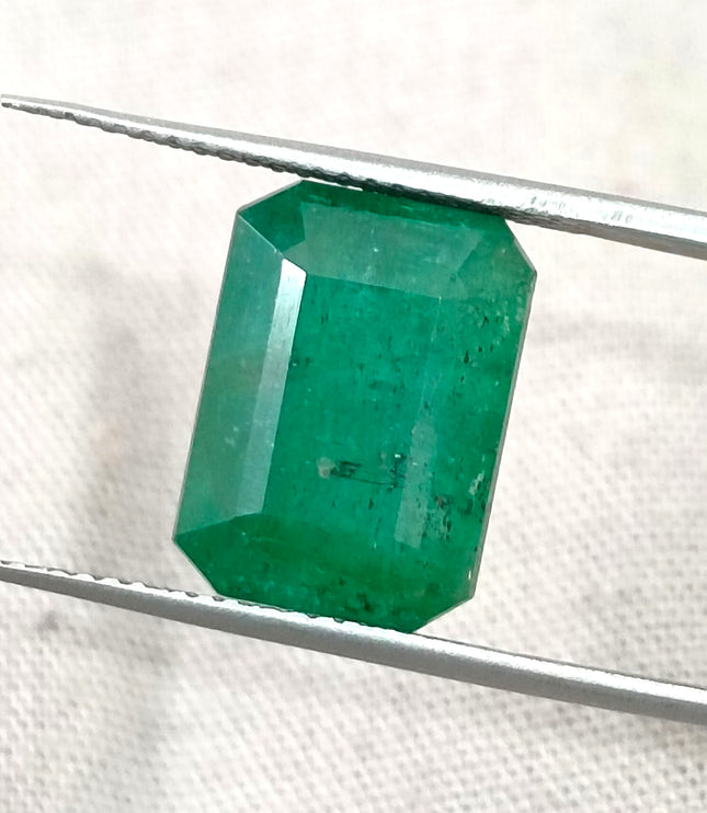 Zambian Emerald 7.75ct Certified Natural Dark Green Octagon Cut Loose Gemstone