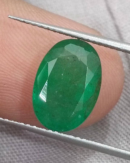 GSI Certified 4.09ct Medium Green Natural Zambian Emerald Minor Oiled Loose Gemstone