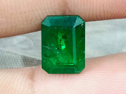 4.04ct Emerald Natural GSI Certified Pure Dark Green Octagon Cut Gemstone