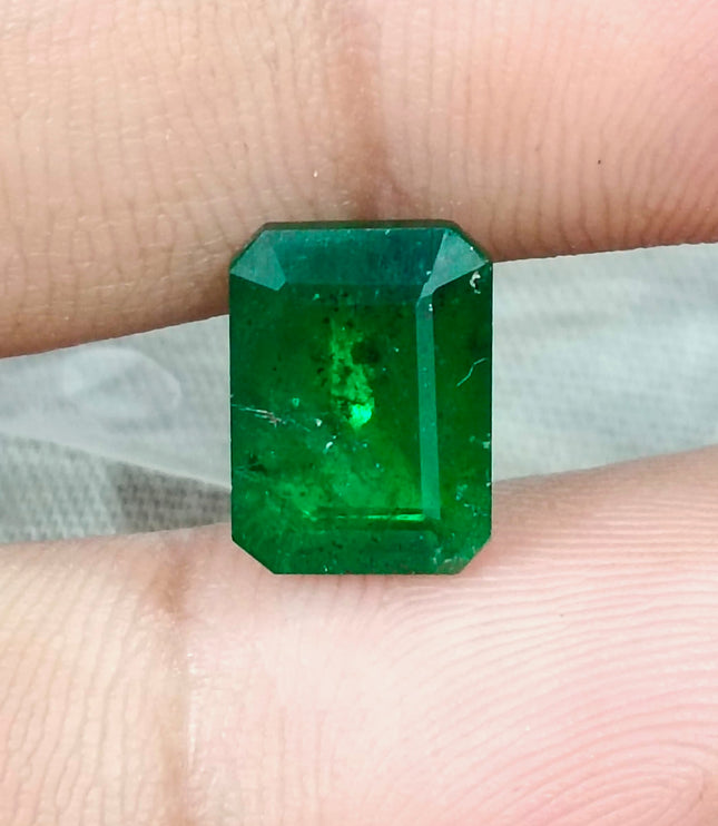 4.04ct Emerald Natural GSI Certified Pure Dark Green Octagon Cut Gemstone