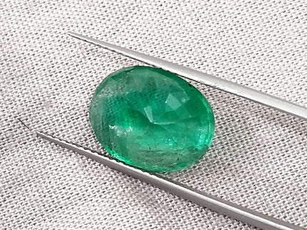 Swat Emerald 5.72ct Vivid Green Certified Natural Oval Cut Stone.