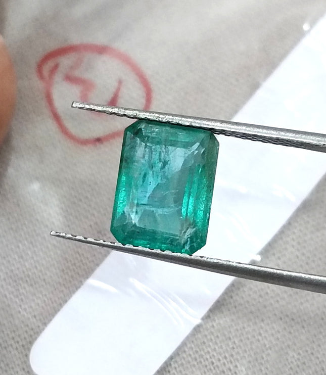 Natural Emerald 2.65ct SGL Certified Zambia Sea Green Octagon Cut Minor Oiled Gemstone