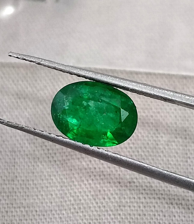 Emerald Natural 1.41ct Certified Deep Vivid Green Oval Cut Loose Gemstone