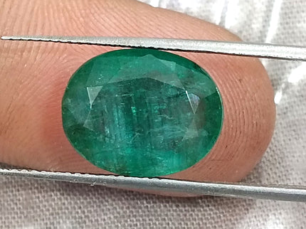Natural Zambian Emerald 6.54ct Medium Deep Forest Green Oval Cut Big Size Gemstone