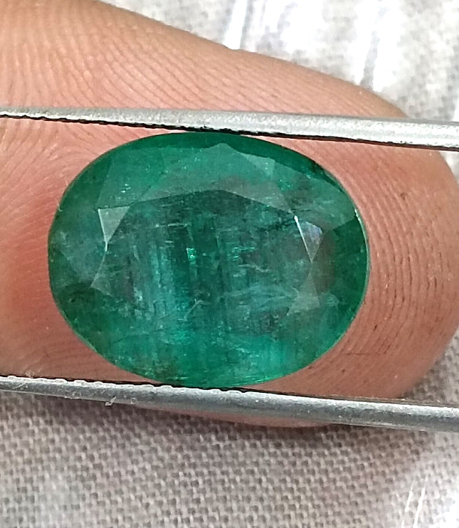 Natural Zambian Emerald 6.54ct Medium Deep Forest Green Oval Cut Big Size Gemstone