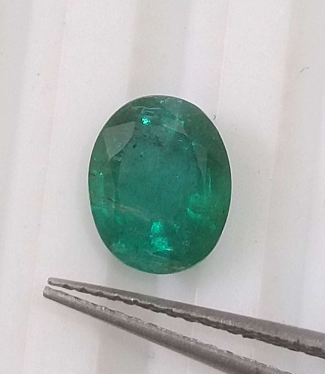Certified 1.56ct Natural Zambian Emerald Deep Green Oval Cut Loose Gemstone