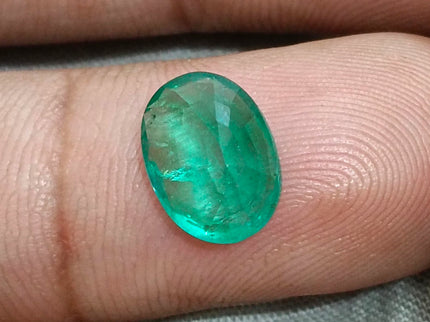 2.68ct Natural Emerald GSI Certified Medium Green Oval Cut Stone
