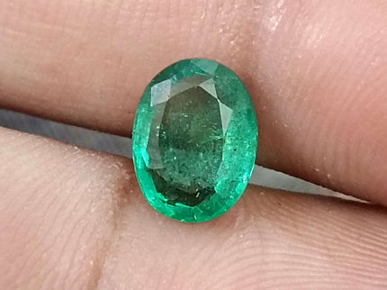 1.60ct Natural Emerald Medium Deep Green GSI Certified Zambian Oval Cut Gemstone