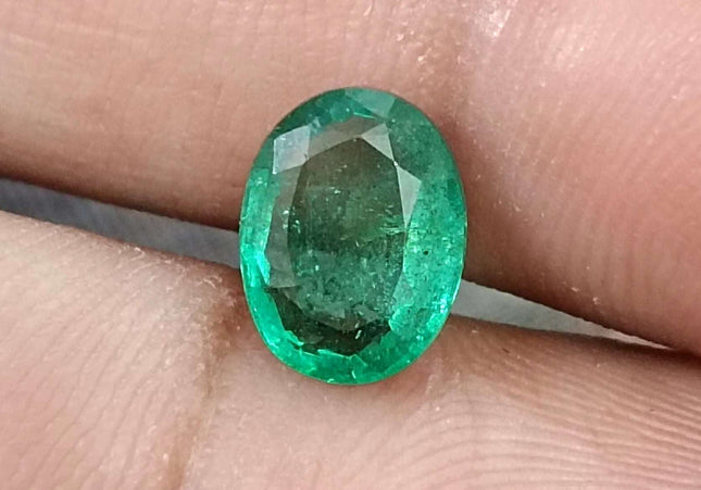1.61ct Medium deep Zambian emerald minor oiled loose gemstone