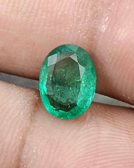 1.61ct Medium deep Zambian emerald minor oiled loose gemstone