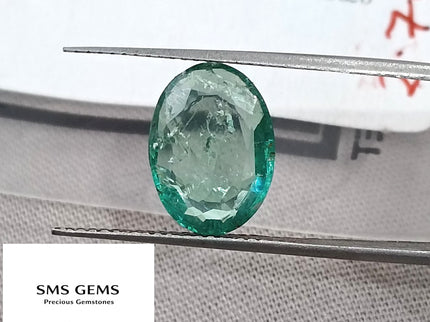 2.74ct Certified Natural Zambian Emerald Medium Light Water Green Stone