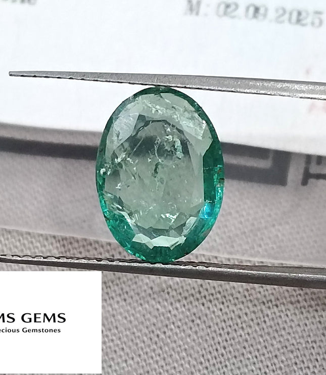 2.74ct Certified Natural Zambian Emerald Medium Light Water Green Stone