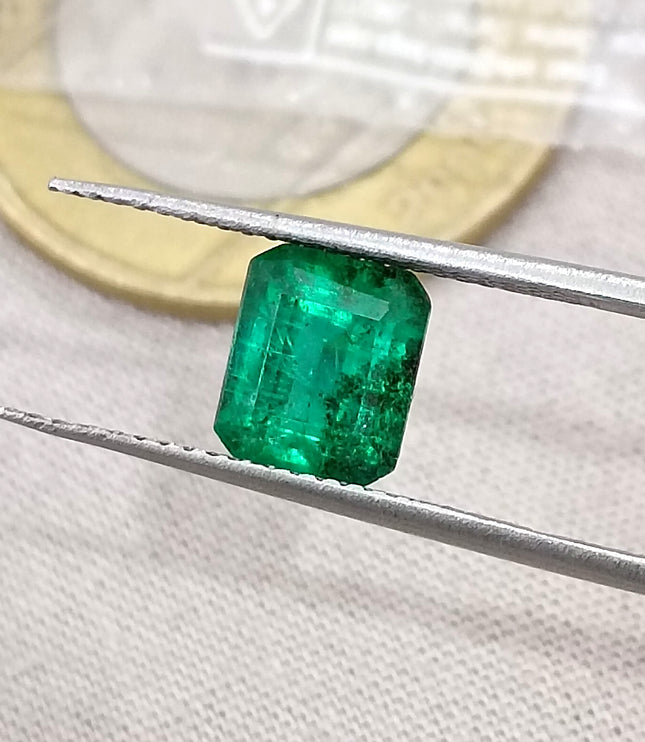 1.85ct Natural Emerald Exceptional Top Green Octagon Cut Zambian Loose Gemstone