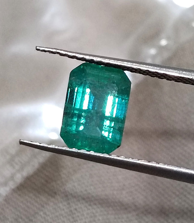 Natural Zambian Emerald 1.40ct SGL Certified Medium Bluish Green Octagon Cut Minor Oil Loose Gemstone
