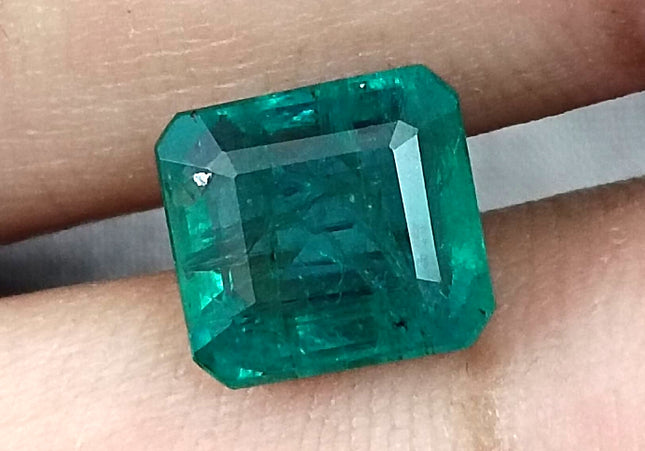 3.42ct Zambian Emerald, Certified Deep Green Natural Stone