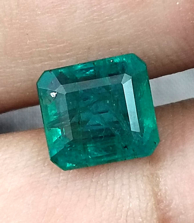 3.42ct Zambian Emerald, Certified Deep Green Natural Stone