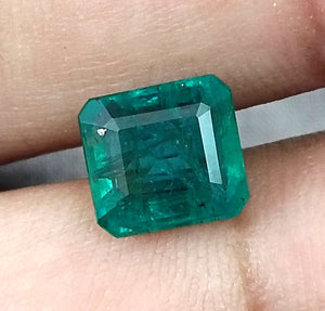 3.42ct Zambian Emerald, Certified Deep Green Natural Stone
