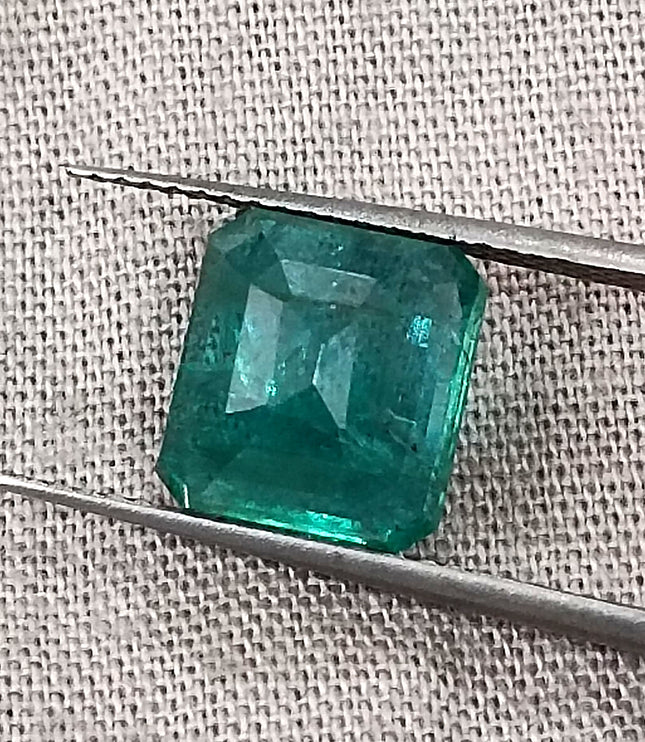 3.42ct Zambian Emerald, Certified Deep Green Natural Stone