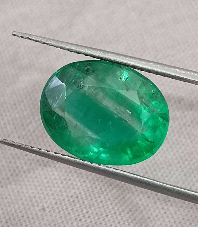 Swat Emerald 5.72ct Vivid Green Natural Oval Cut Stone.