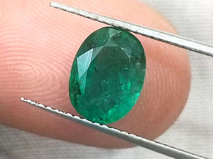 1.76ct Natural Emerald GSI Certified Deep Green Zambian Oval Cut Stone