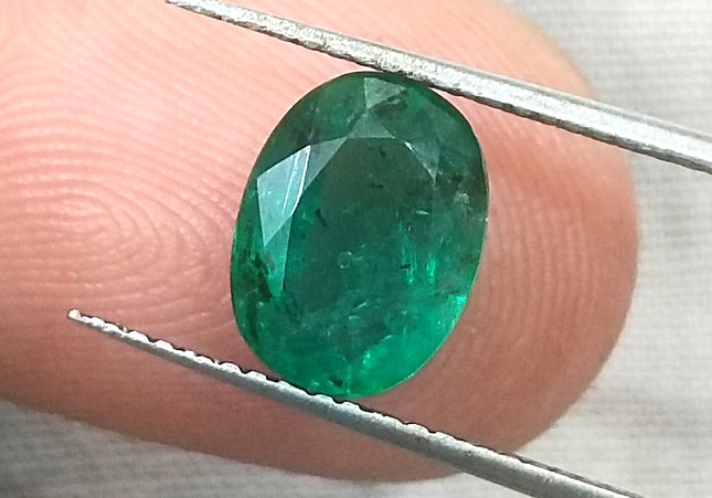 GSI USA Certified 1.76ct Deep Green Zambian Emerald Minor Oiled Loose Gemstone