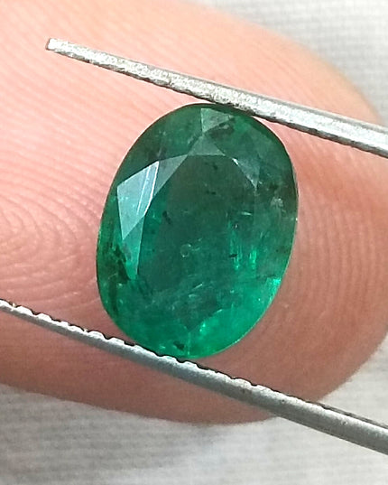 GSI USA Certified 1.76ct Deep Green Zambian Emerald Minor Oiled Loose Gemstone