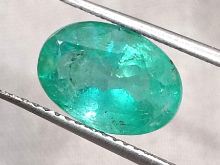 Natural Zambian Emerald 2.58ct Certified Sea Green Oval Cut Loose Gemstone