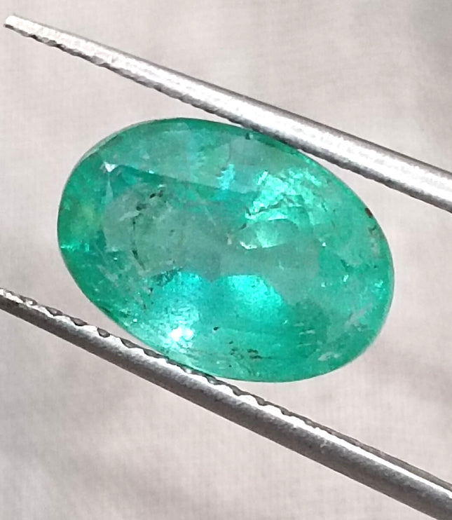 Natural Zambian Emerald 2.58ct Certified Sea Green Oval Cut Loose Gemstone