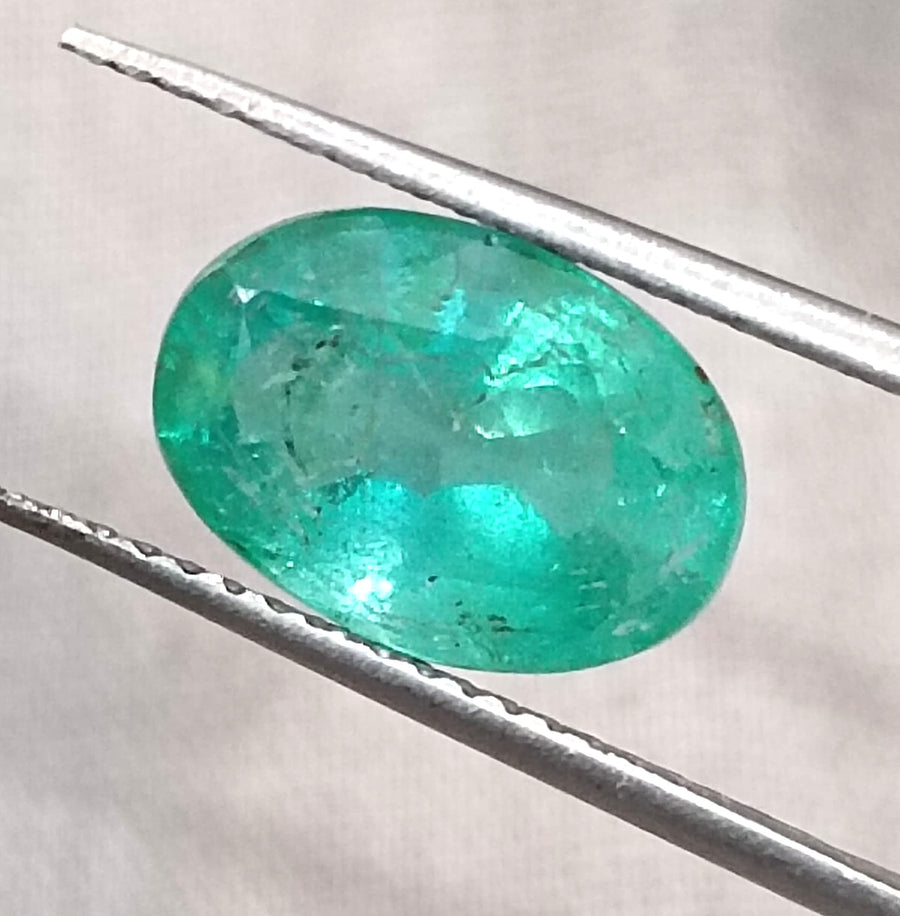 Natural Zambian Emerald 2.58ct Certified Sea Green Oval Cut Loose Gemstone