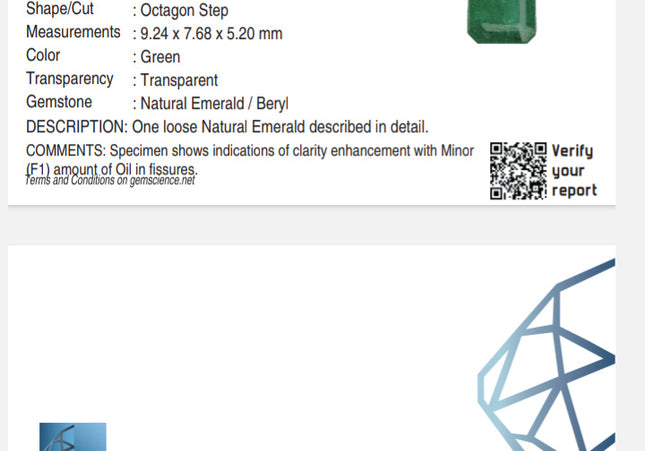 GSI Certified 3.21 Deep Green Natural Emerald Loose Gemstone