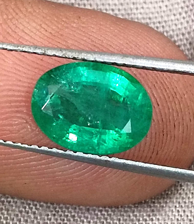 2.01ct Zambian Emerald, Certified Natural Medium Deep Green Oval Cut Loose Gemstone
