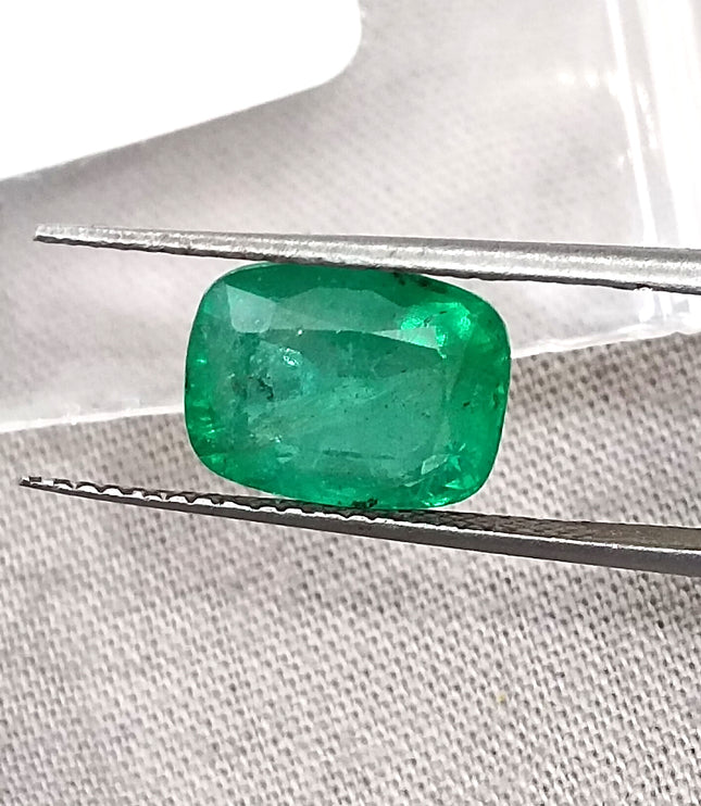 Swat Emerald 3.19ct Natural Certified Vibrant Spring Green Cushion Cut Loose Gemstone