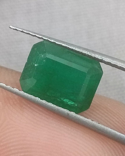 GSI USA Certified 1.68ct Deep Pure Green Natural Zambian Emerald Earth Mined Loose Gemstone