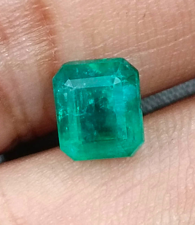 2.15ct Zambian Emerald, Certified Natural Medium Green Octagon Cut Gemstone