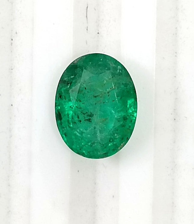 Zambian Emerald 1.82ct Vivid Medium Deep Green Oval Cut Loose Gemstone