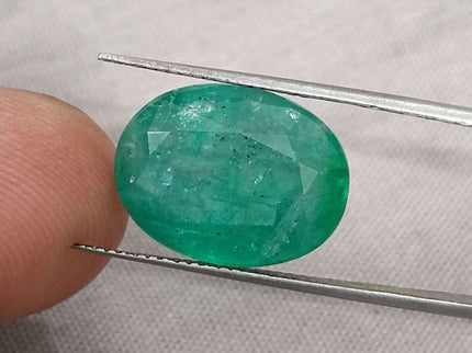Zambian Emerald 10.21ct Certified Grass Green Natural Oval Cut Loose Stone