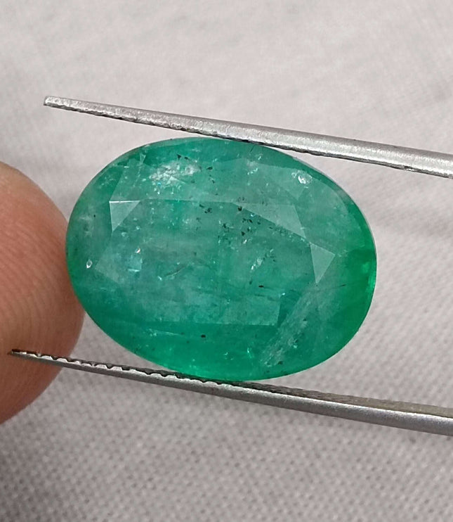 Zambian Emerald 10.21ct Certified Grass Green Natural Oval Cut Loose Stone