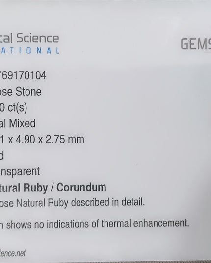 GSI Certified 0.90ct Blood Red Ruby, Untreated
