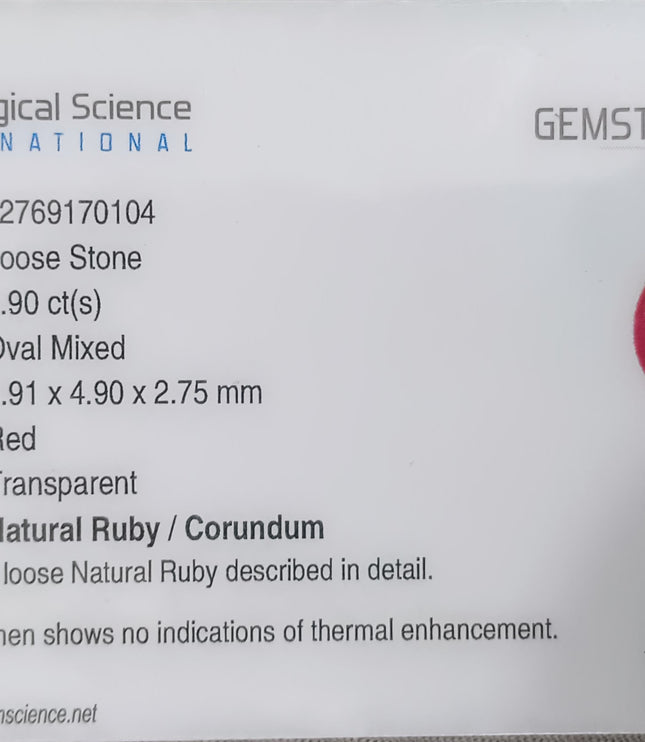 Mozambique Ruby 0.90ct Certified Natural Untreated Blood Red Gemstone