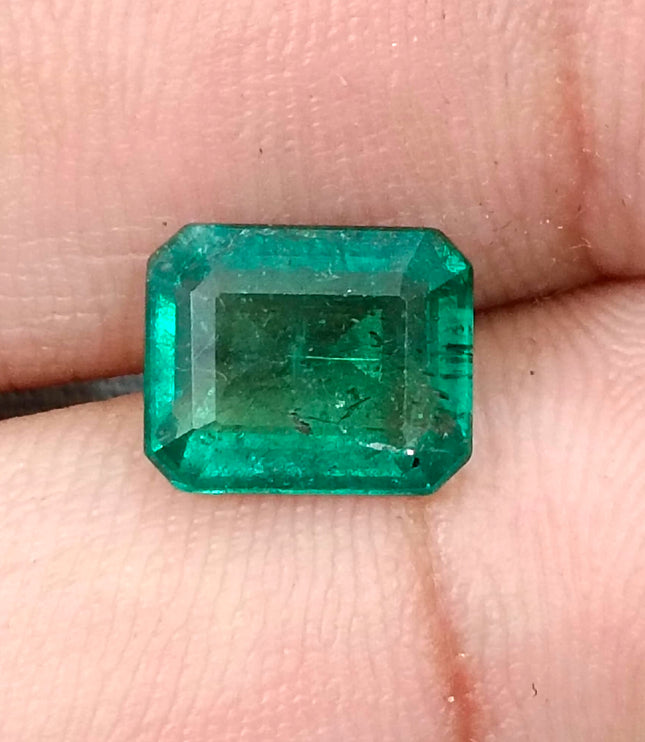 Zambian Emerald 2.85ct Natural Certified Octagon Cut Deep Forest Green Gemstone