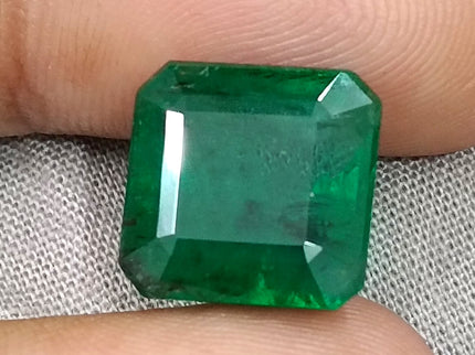 Emerald Natural 9.93 ct Certified Deep Vivid Green Octagon Cut Loose Gemstone