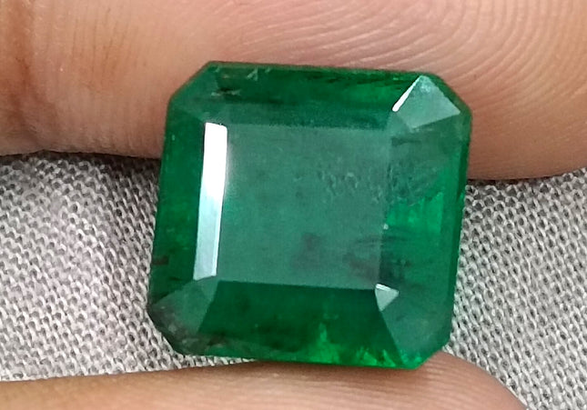 Big Size 9.93ct Zambian Emerald Vivid Deep Green  Certified by GSI Minor Oiled Loose Gemstone