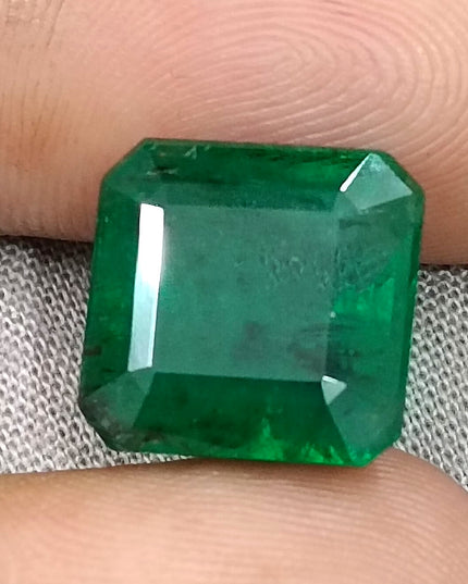Big Size 9.93ct Zambian Emerald Vivid Deep Green  Certified by GSI Minor Oiled Loose Gemstone
