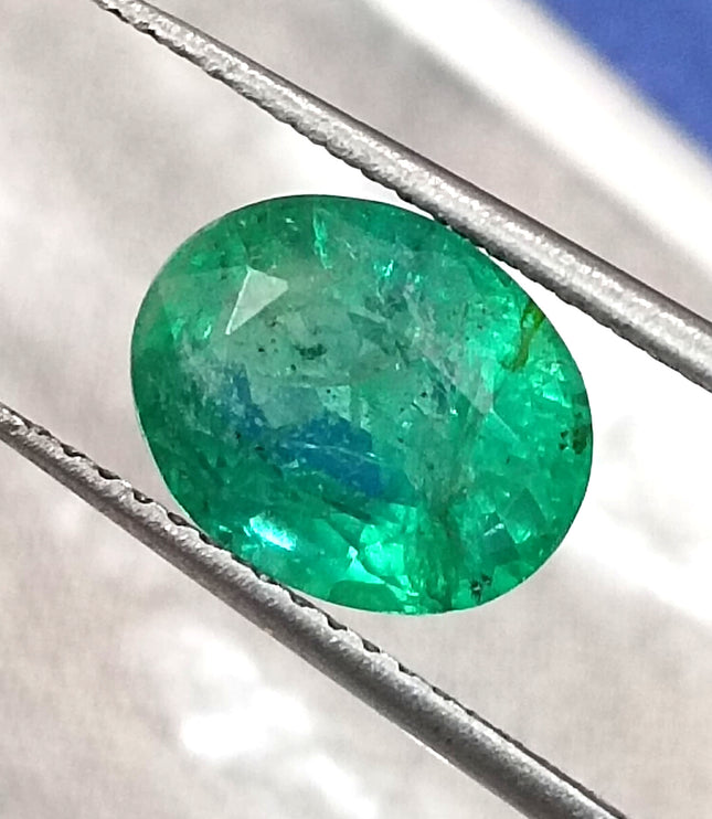 Zambian Emerald 2.28ct Certified Intense Green Oval Cut Loose Gemstone