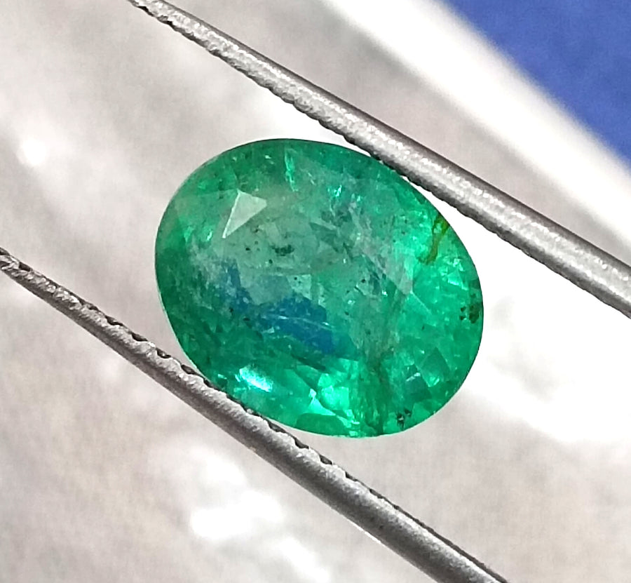 Zambian Emerald 2.28ct Certified Intense Green Oval Cut Loose Gemstone